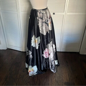 Blondie Nites black floral long maxi skirt high waisted tulle full skirt 2